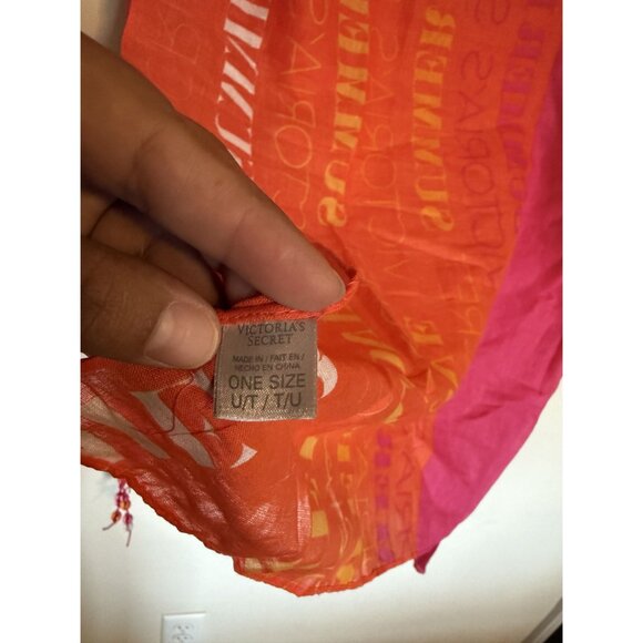 Victoria's Secret Logo Pink and Orange Beach Wrap Sarong Cover Up Y2K - Picture 4 of 8